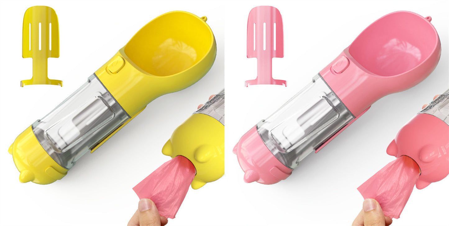 Pet Water Bottle Feeder Bowl Garbage Bag Storage Portable Pet Outdoor Travel 3 In 1 Dog Water Bottle - X2-Shopping