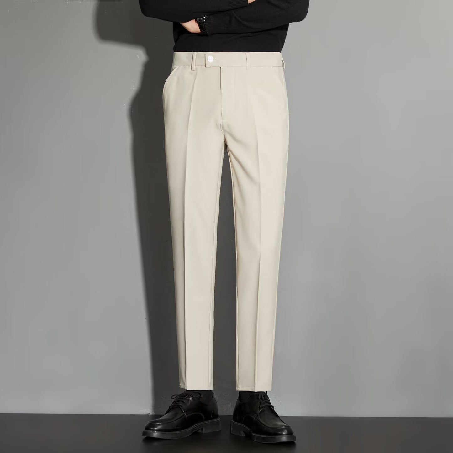 Spring Draping Effect Straight All-matching Ankle-length Suit Pants
