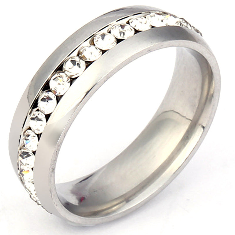 Niche Single Row Rhinestone Diamond-embedded Exquisite Ring