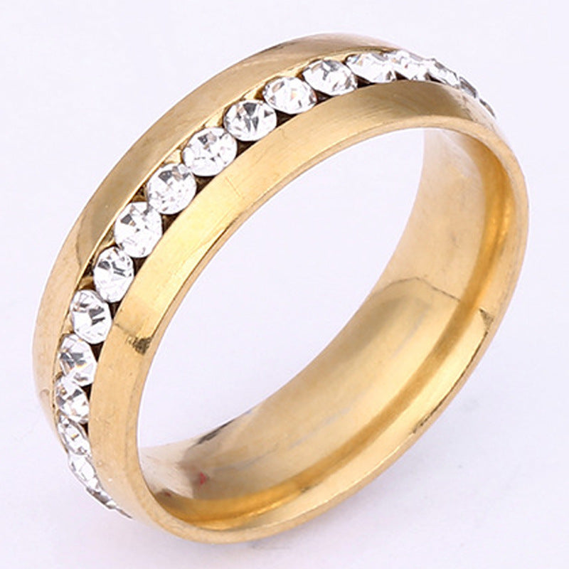 Niche Single Row Rhinestone Diamond-embedded Exquisite Ring