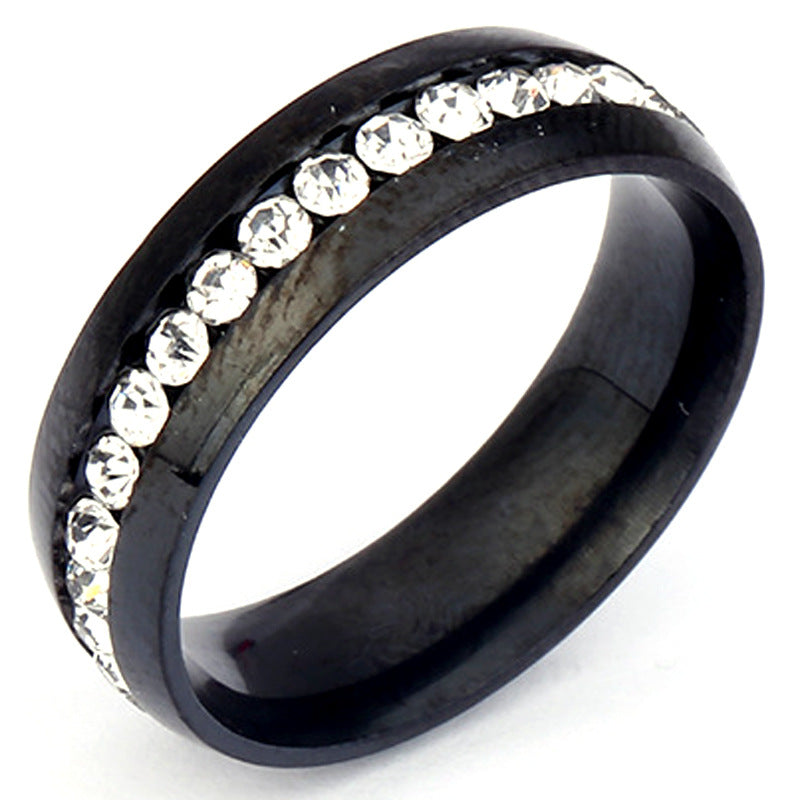 Niche Single Row Rhinestone Diamond-embedded Exquisite Ring