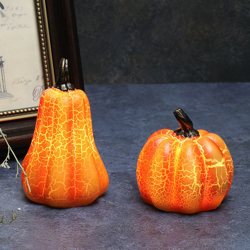 Neu Halloween Kürbis Laterne Simulation Kürbis LED Kerze Lampe Harz Leucht Kürbis