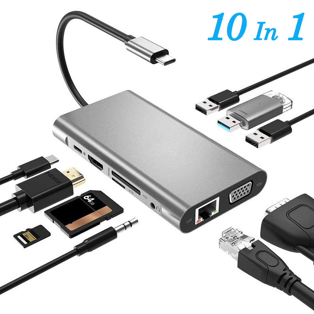 قاعدة توسيع USB Type C إلى HDMI عشرة في واحد