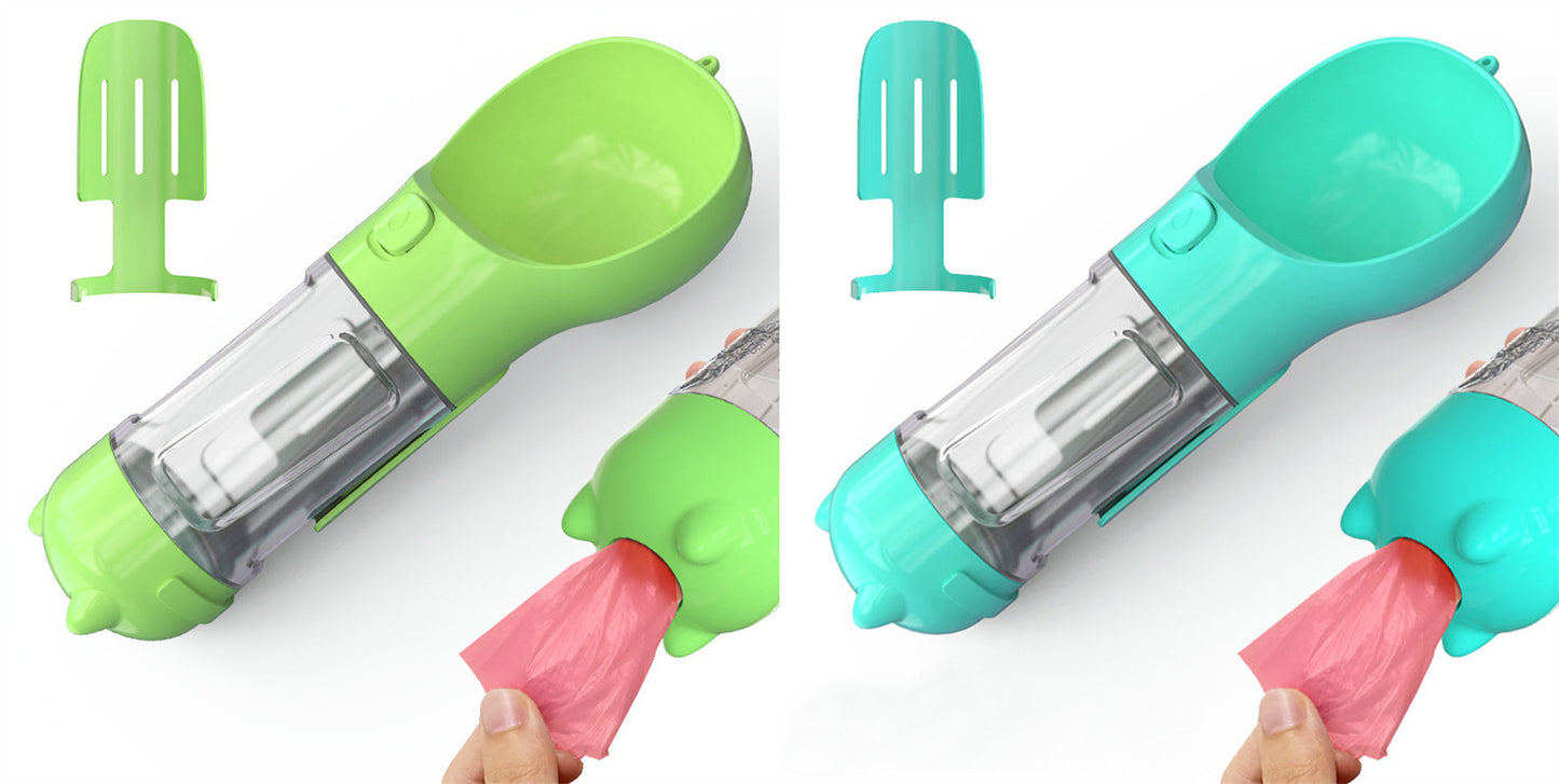 Pet Water Bottle Feeder Bowl Garbage Bag Storage Portable Pet Outdoor Travel 3 In 1 Dog Water Bottle - X2-Shopping