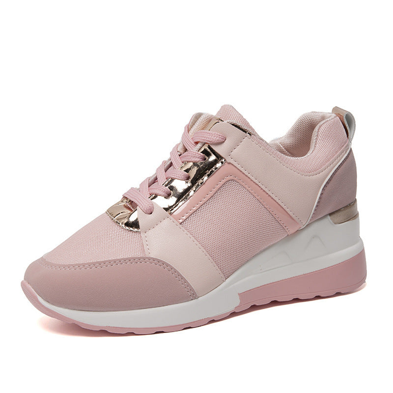 Sneakers Plateau Keilabsatz Freizeitschuhe Schnür-Mesh-Sneakers
