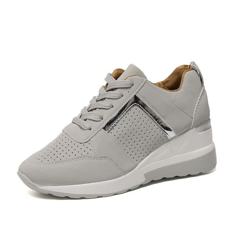 Sneakers Plateau Keilabsatz Freizeitschuhe Schnür-Mesh-Sneakers