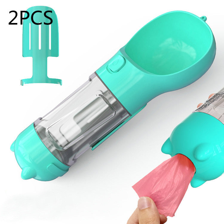 Pet Water Bottle Feeder Bowl Garbage Bag Storage Portable Pet Outdoor Travel 3 In 1 Dog Water Bottle - X2-Shopping