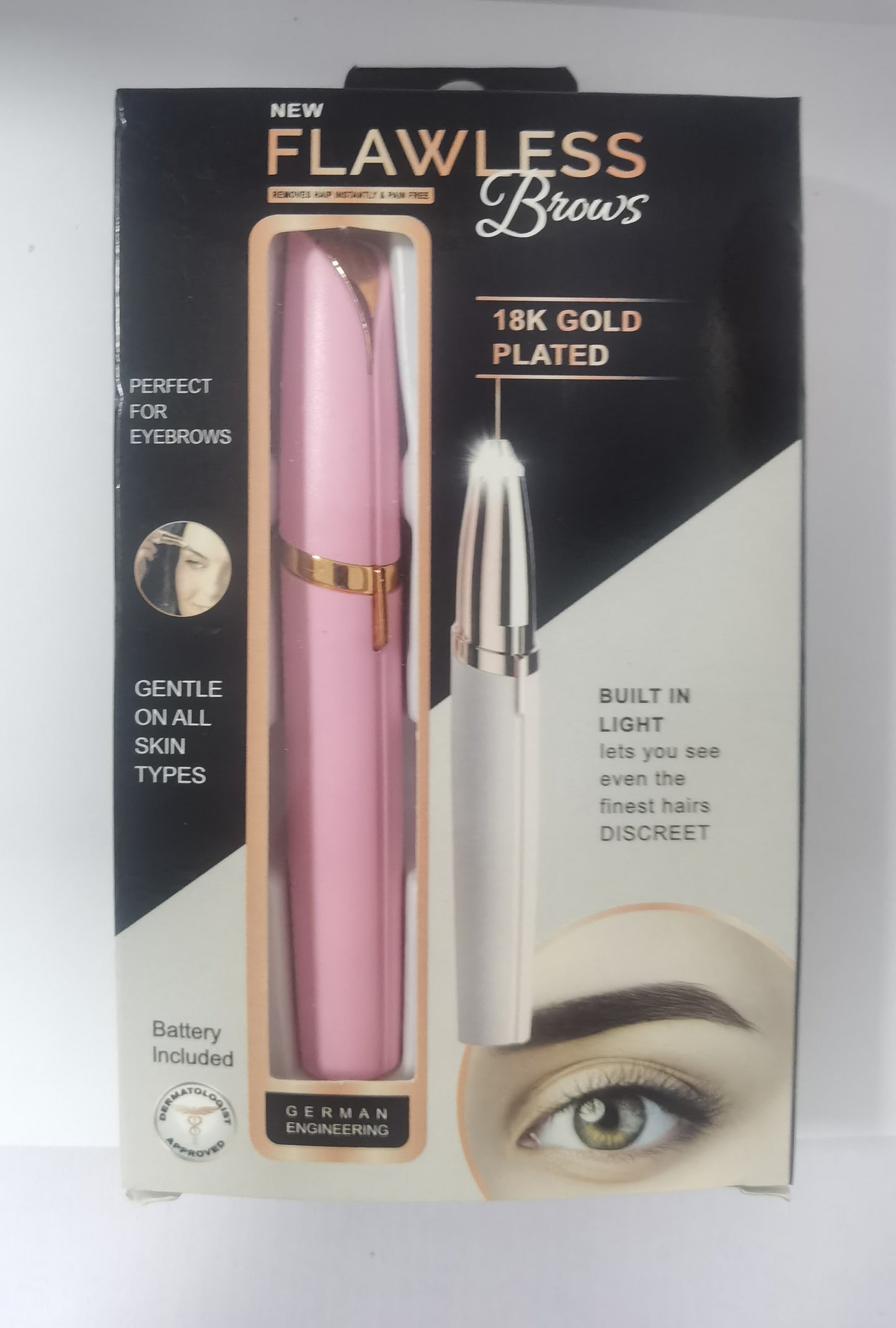 Mini Elektrischer Augenbrauentrimmer Lippenstift Augenbrauen Stift Haarentferner Schmerzloser Rasierer Epilierer mit LED-Licht