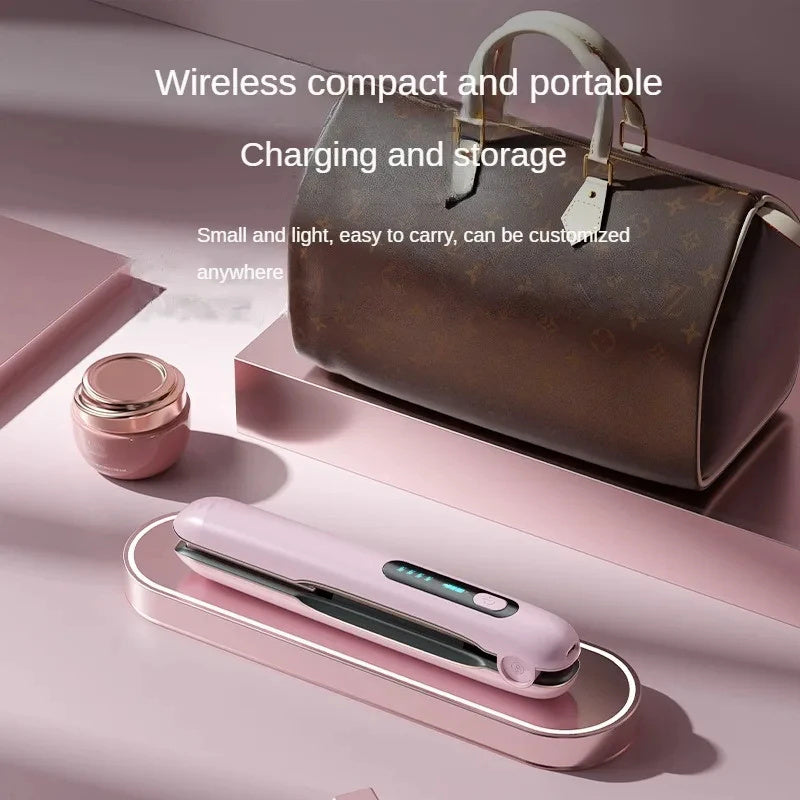 مكواة فرد الشعر اللاسلكية الصغيرة 2 في 1، بكرة USB 5000 مللي أمبير/ساعة، أقصى درجة حرارة 200 درجة، مكواة تجعيد لاسلكية محمولة، 4 مستويات للاستخدام الجاف والرطب