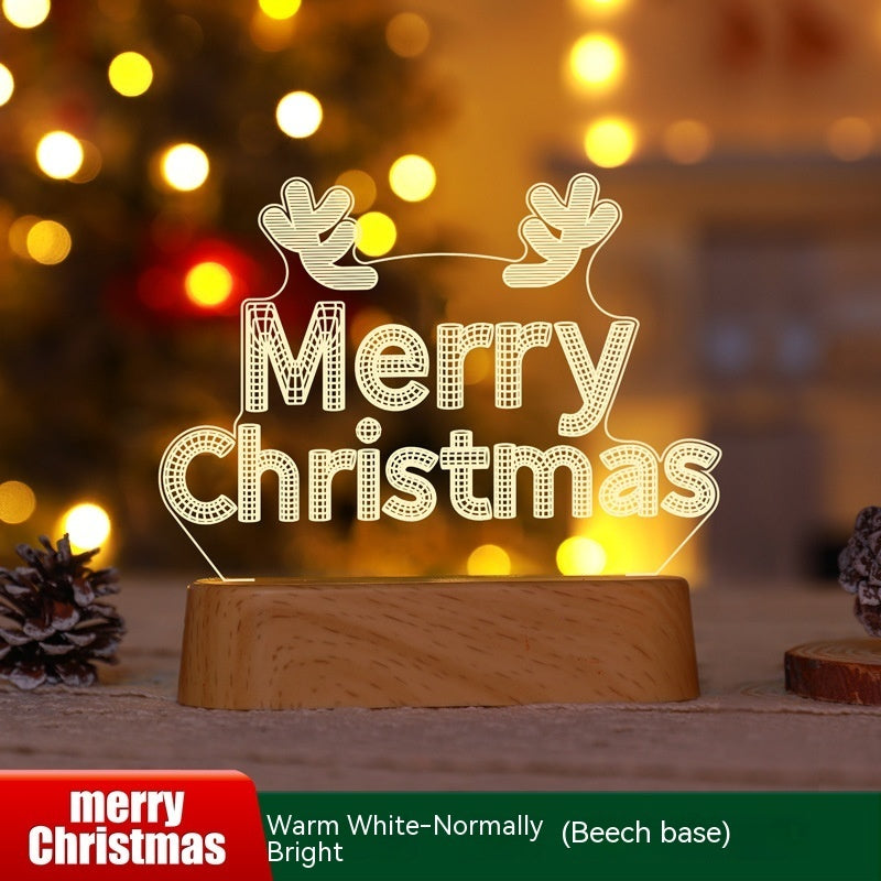 زينة عيد الميلاد مصباح ثلاثي الأبعاد من الأكريليك أضواء ليلية LED للعام الجديد وعيد الحب وعيد الميلاد وهدية للأطفال وزينة عيد الميلاد