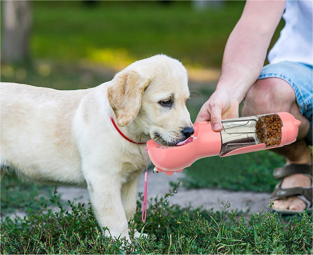 Pet Water Bottle Feeder Bowl Garbage Bag Storage Portable Pet Outdoor Travel 3 In 1 Dog Water Bottle - X2-Shopping