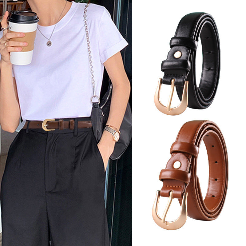 Women's Belt Brown Belt Casual Simple All-matching Jeans Ornament Pant Belt