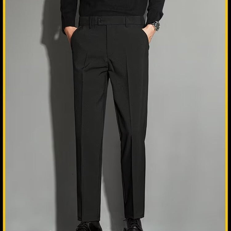 Spring Draping Effect Straight All-matching Ankle-length Suit Pants
