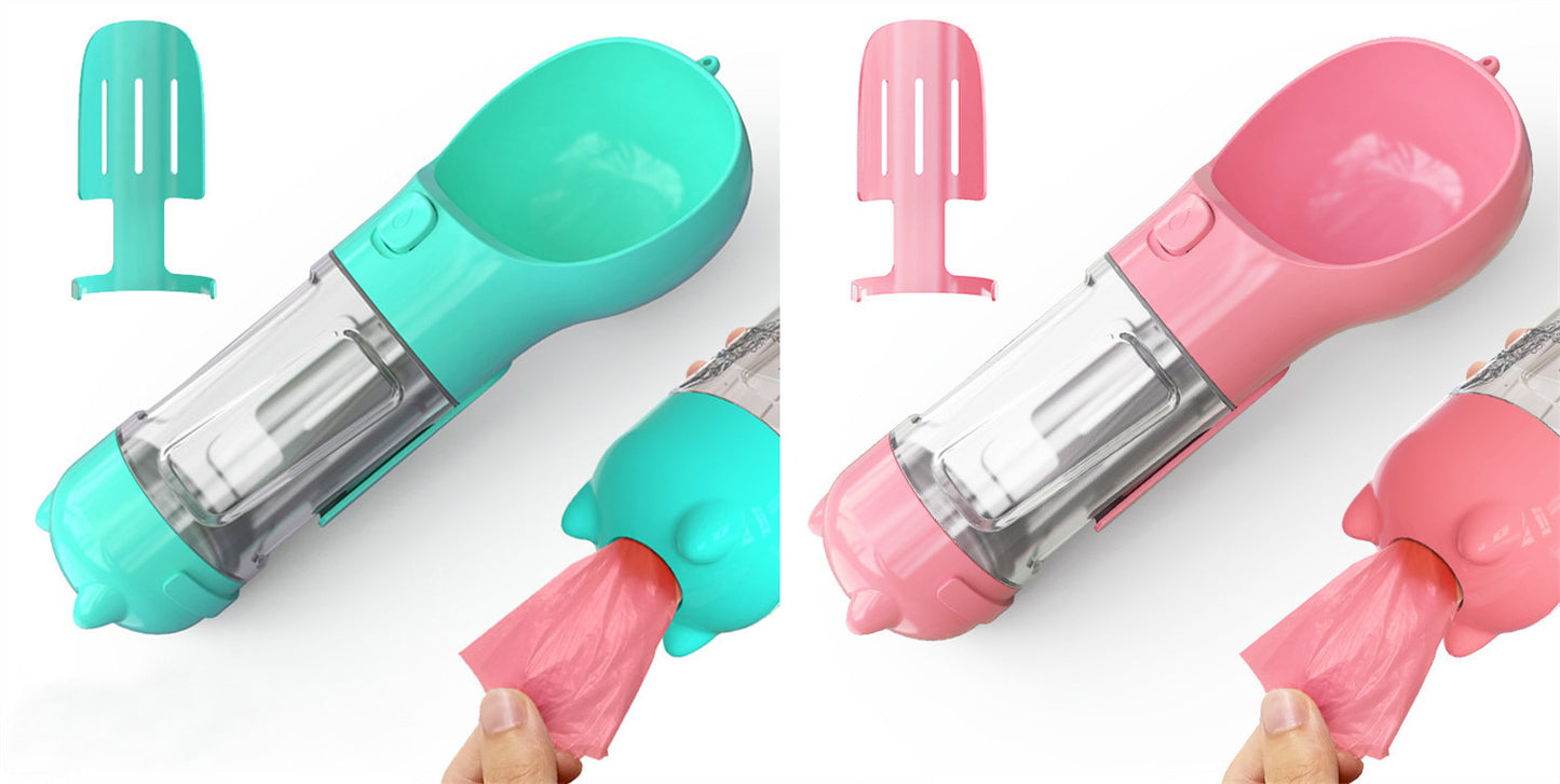Pet Water Bottle Feeder Bowl Garbage Bag Storage Portable Pet Outdoor Travel 3 In 1 Dog Water Bottle - X2-Shopping