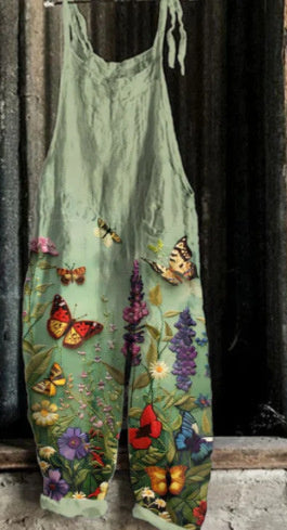 Women's Suspender Pants Animal Vintage Print