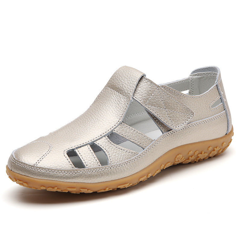 Sommer Handgemachte Retro Weiche Sohle Leder Klettverschluss Casual Damenschuhe