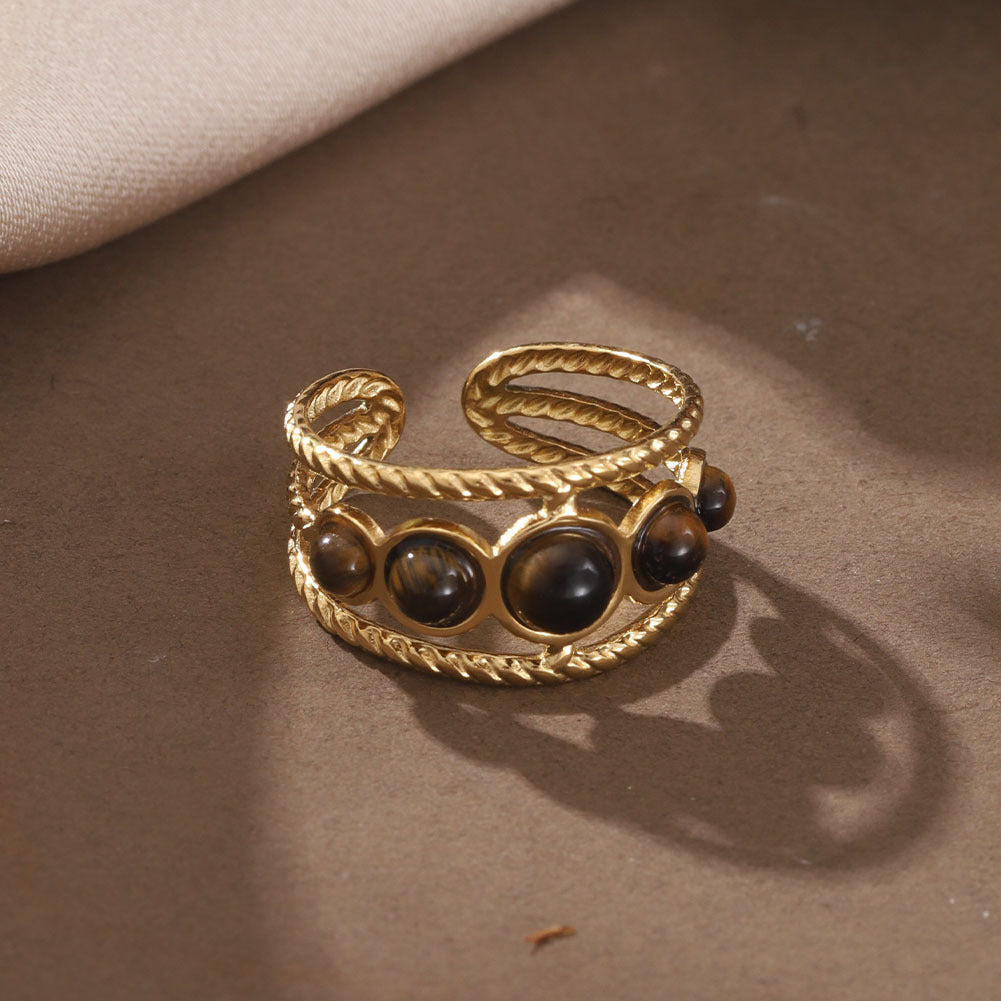 Maillard Khaki Exquisiter, eleganter, modischer Edelstahlring