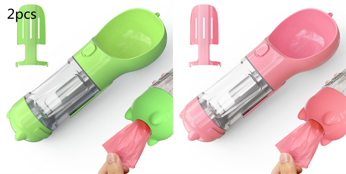 Pet Water Bottle Feeder Bowl Garbage Bag Storage Portable Pet Outdoor Travel 3 In 1 Dog Water Bottle - X2-Shopping