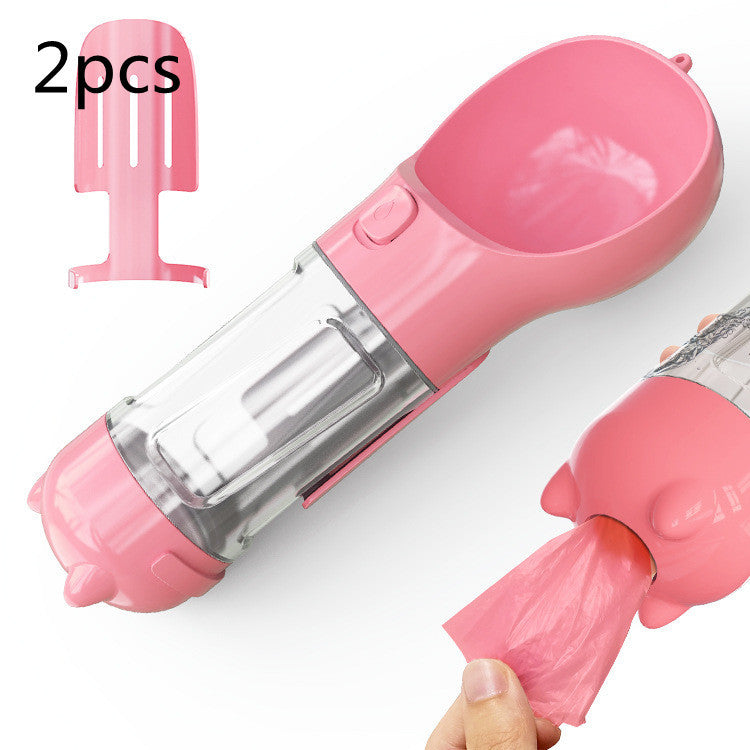 Pet Water Bottle Feeder Bowl Garbage Bag Storage Portable Pet Outdoor Travel 3 In 1 Dog Water Bottle - X2-Shopping
