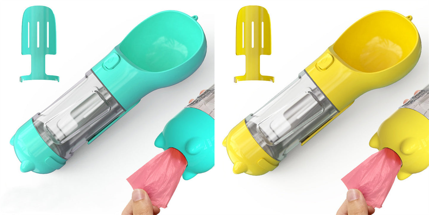 Pet Water Bottle Feeder Bowl Garbage Bag Storage Portable Pet Outdoor Travel 3 In 1 Dog Water Bottle - X2-Shopping