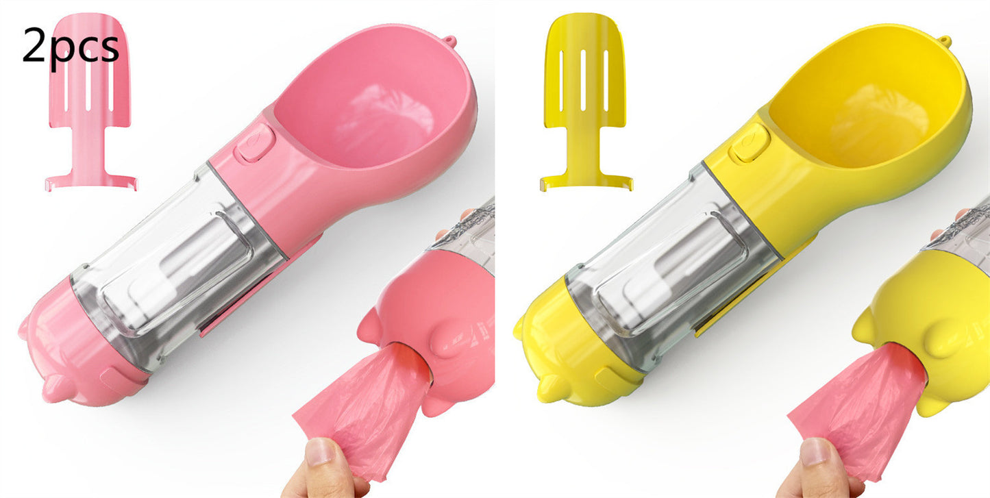Pet Water Bottle Feeder Bowl Garbage Bag Storage Portable Pet Outdoor Travel 3 In 1 Dog Water Bottle - X2-Shopping