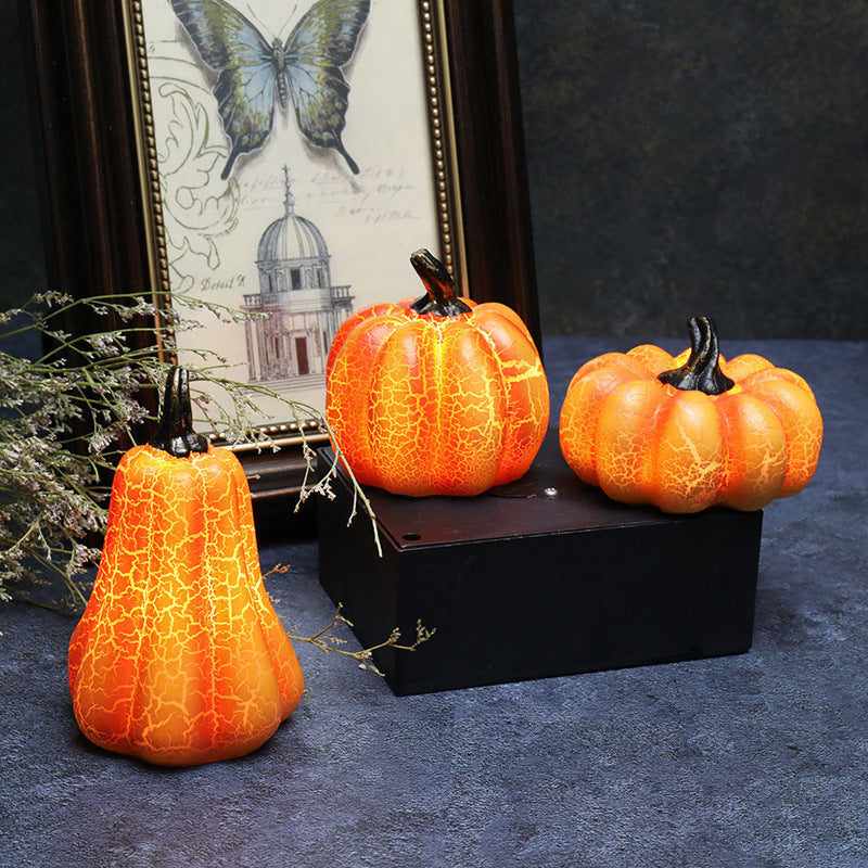 Neu Halloween Kürbis Laterne Simulation Kürbis LED Kerze Lampe Harz Leucht Kürbis