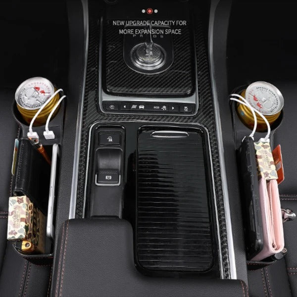 PU-Auto-Organizer, Aufbewahrungsbox für die Sitzlücke, Seitenschlitz für den Autositz, für Geldbörse, Telefon, Münzen, Zigaretten, Schlüssel, Karten, Autozubehör