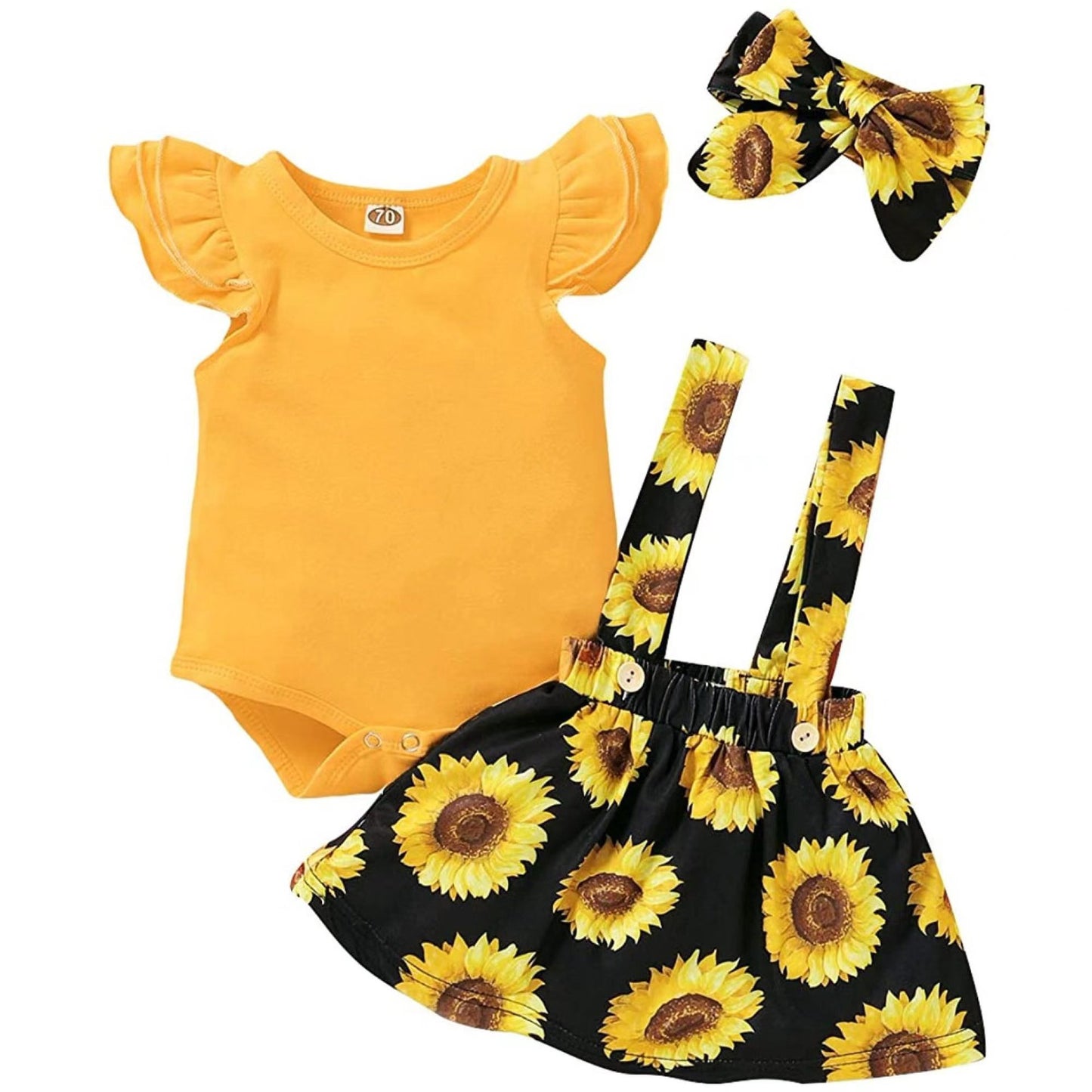 Dreiteiliger Anzug mit Sonnenblumen-Druck