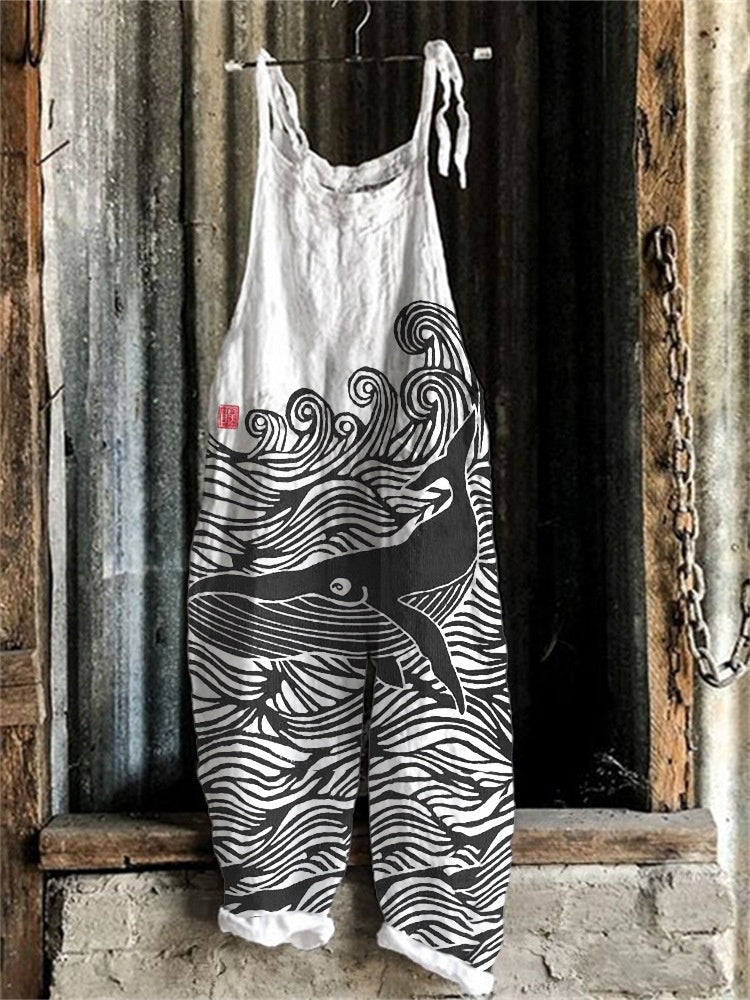 Women's Suspender Pants Animal Vintage Print