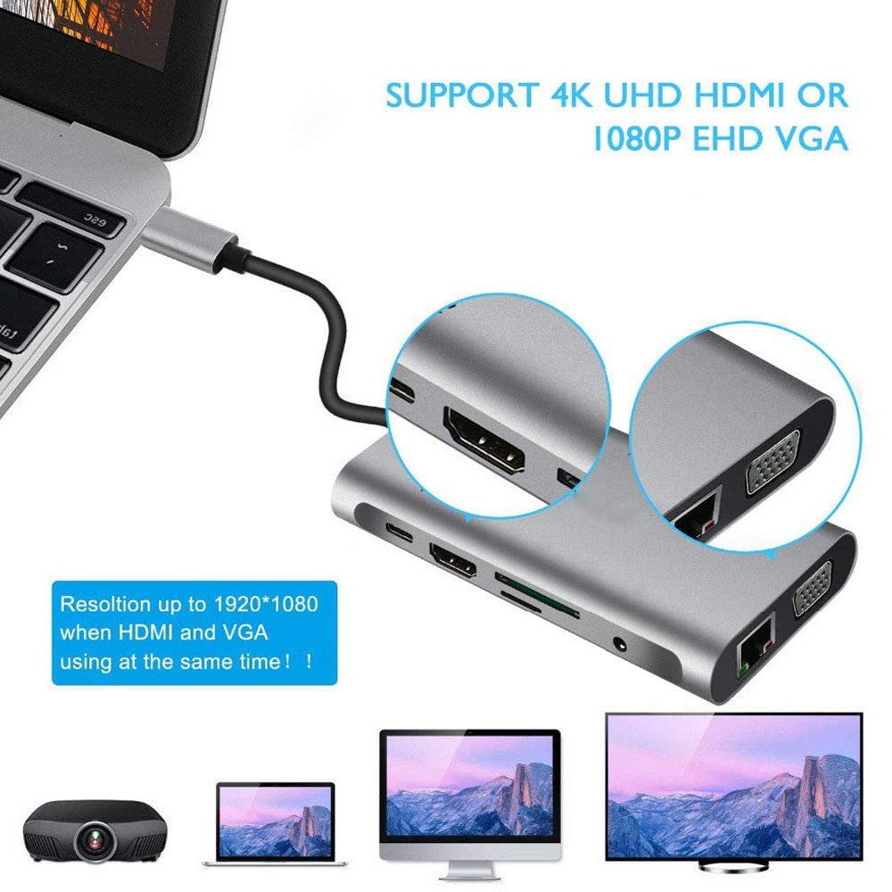قاعدة توسيع USB Type C إلى HDMI عشرة في واحد