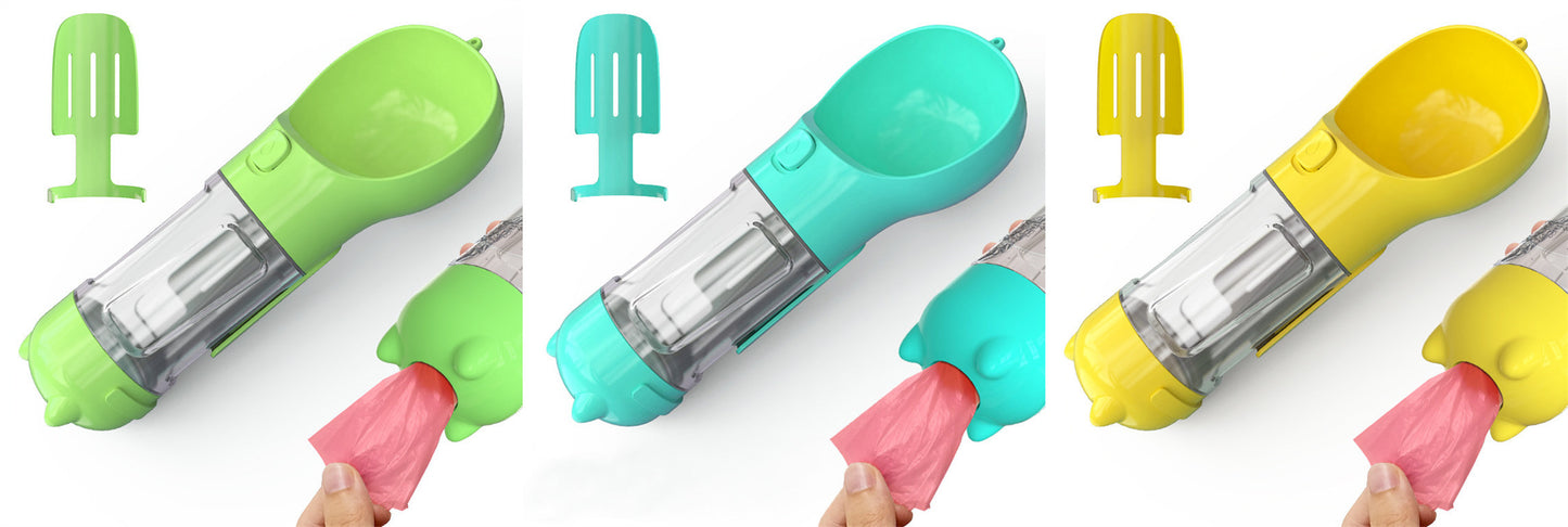 Pet Water Bottle Feeder Bowl Garbage Bag Storage Portable Pet Outdoor Travel 3 In 1 Dog Water Bottle - X2-Shopping