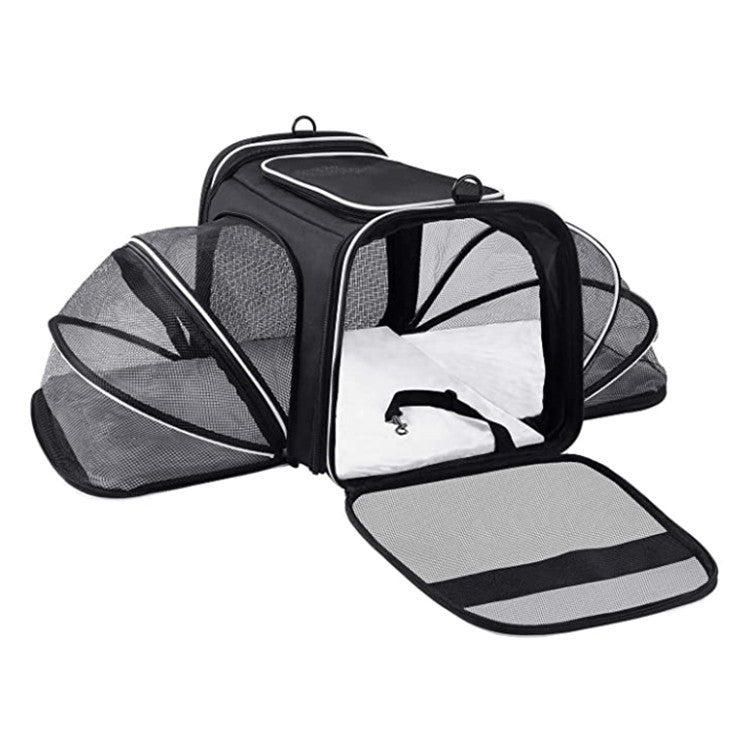 Carrier For Cat Pet Airline Approved Expandable Foldable Soft Dog Carrier Opened Doors Reflective Tapes Cat Travel Bag - X2-Shopping