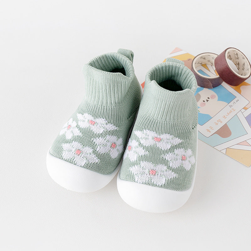 Babyschuhe mit weicher Sohle, rutschfest, atmungsaktiv, aus Strick