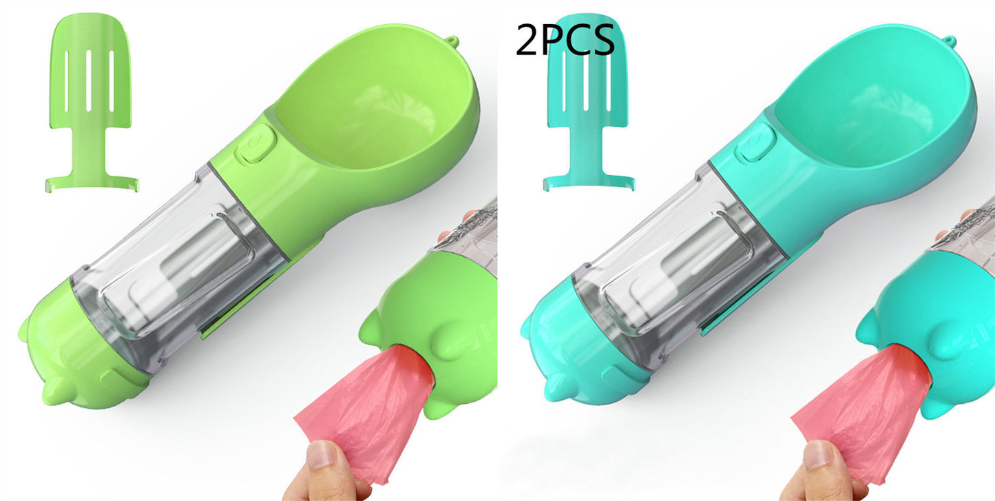 Pet Water Bottle Feeder Bowl Garbage Bag Storage Portable Pet Outdoor Travel 3 In 1 Dog Water Bottle - X2-Shopping