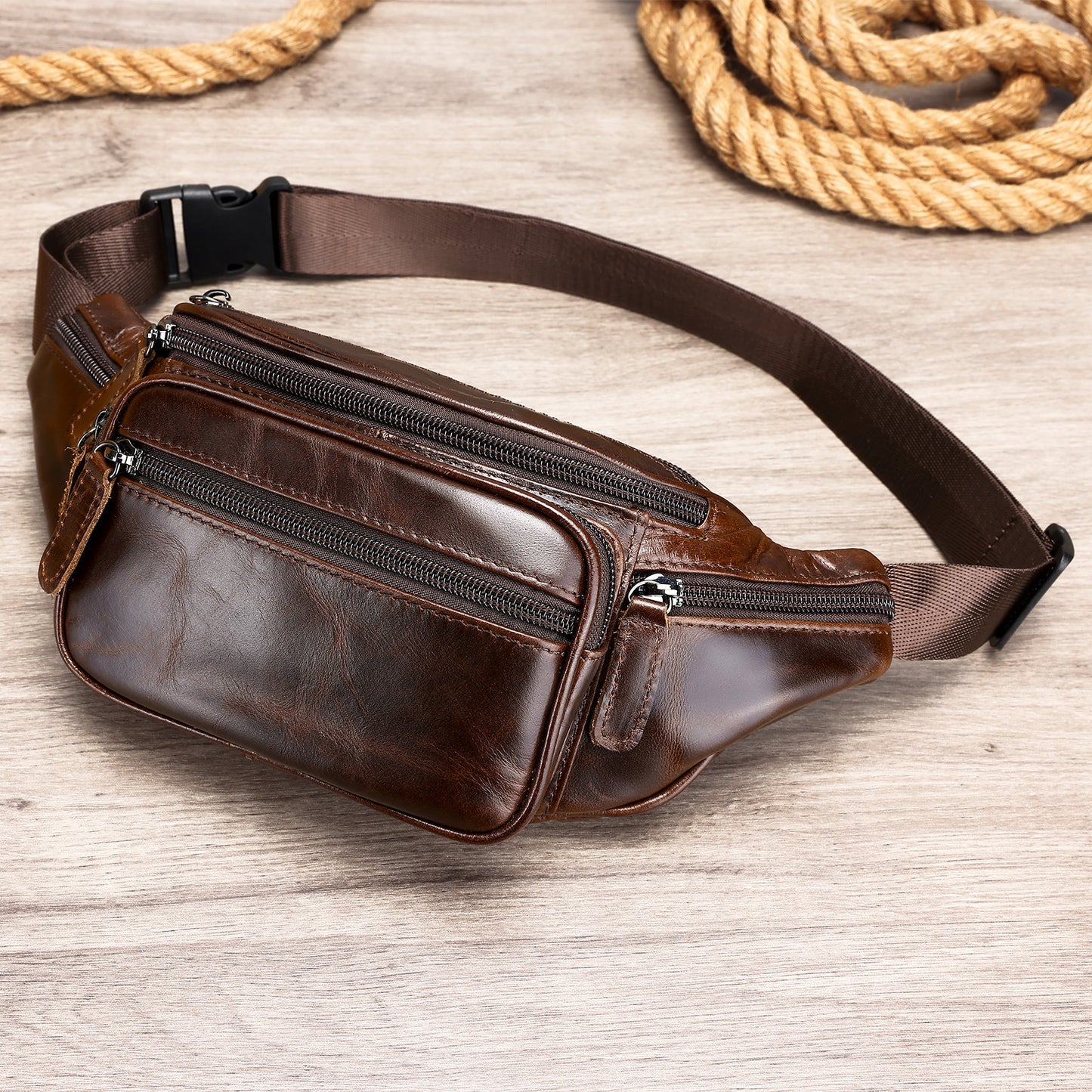 Retro Casual Herren Leder Gürteltasche