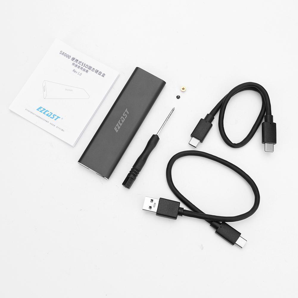 صندوق القرص الصلب المحمول M.2 NVME، سرعة PCIe إلى USB 3.1 GEN2، SSD ذو الحالة الصلبة
