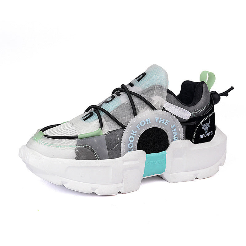 Round Toe Low-top Flat-heel Lace-up Grey Sneakers