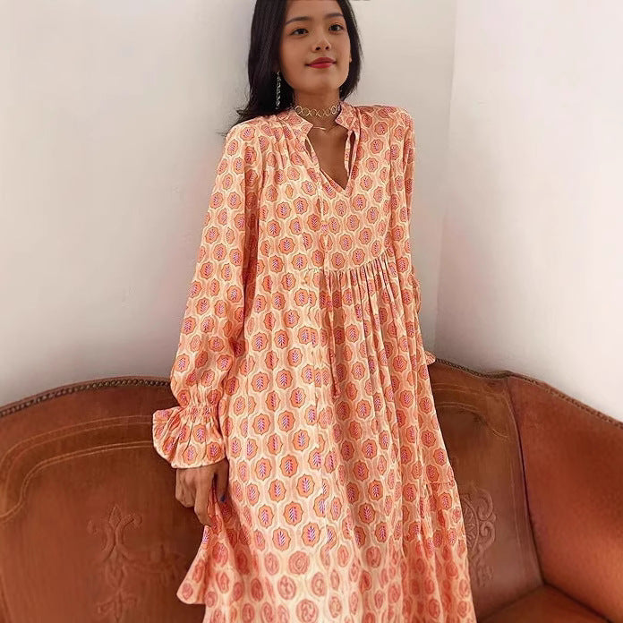 Women's Fashion Stereo Printed Mid Waist Dress