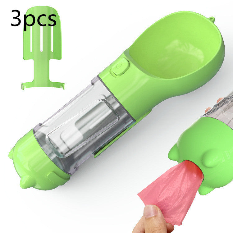 Pet Water Bottle Feeder Bowl Garbage Bag Storage Portable Pet Outdoor Travel 3 In 1 Dog Water Bottle - X2-Shopping