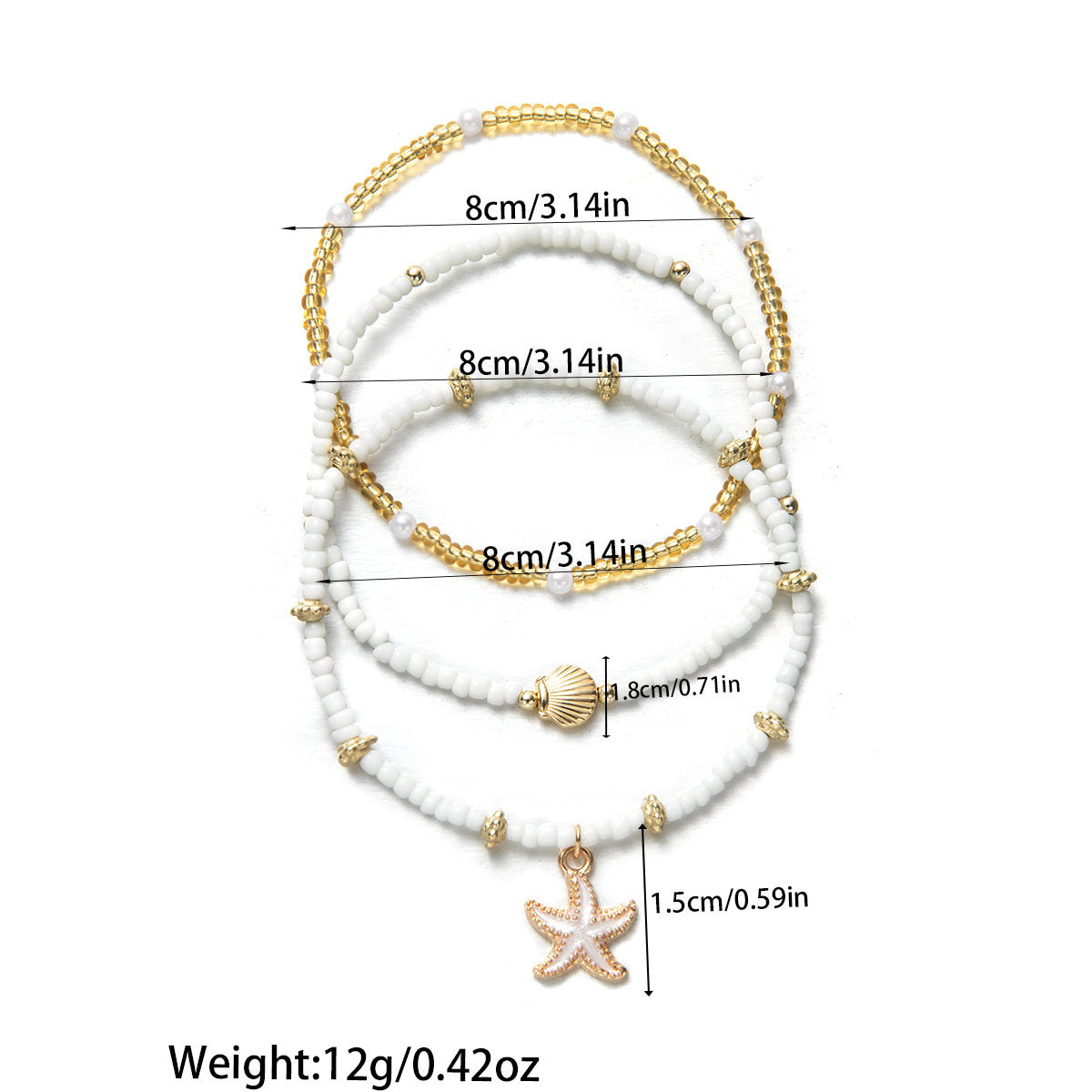 Woven Adjustable Women's Anklet 3-piece Set
