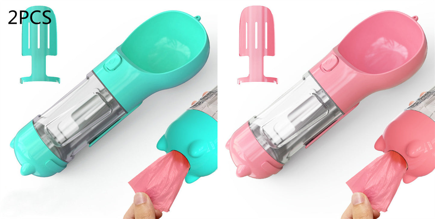 Pet Water Bottle Feeder Bowl Garbage Bag Storage Portable Pet Outdoor Travel 3 In 1 Dog Water Bottle - X2-Shopping