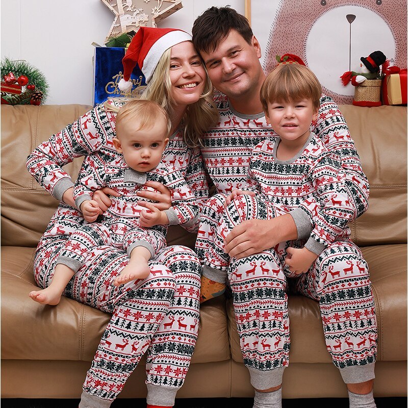 Christmas Pajamas Family Matching New Year Father Mother Kids Baby Look Clothes Set Dad Mom And Daughter Son Pyjamas Outfit - X2-Shopping