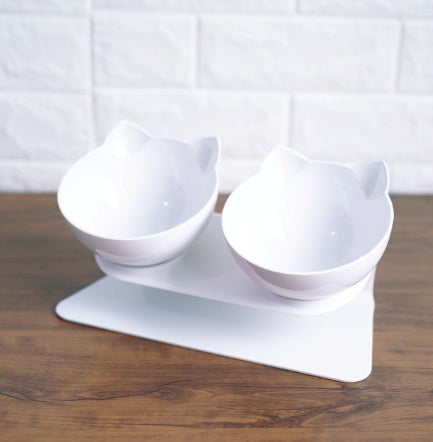 New Inclined Food Cat Ear Oblique Mouth Transparent Single Pet Bowl - X2-Shopping