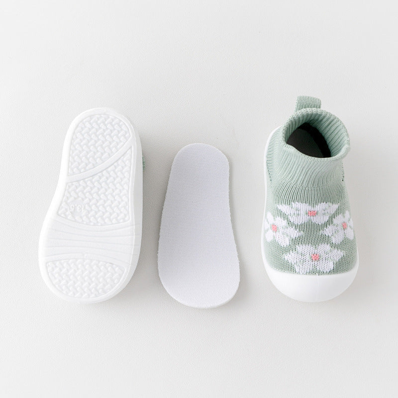 Babyschuhe mit weicher Sohle, rutschfest, atmungsaktiv, aus Strick