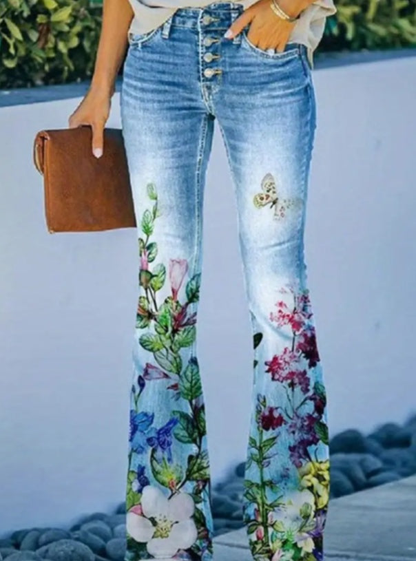 Women's Printed Polyester Jeans - X2-Shopping
