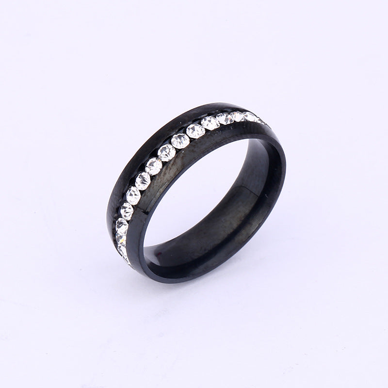 Niche Single Row Rhinestone Diamond-embedded Exquisite Ring