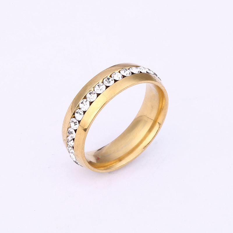 Niche Single Row Rhinestone Diamond-embedded Exquisite Ring