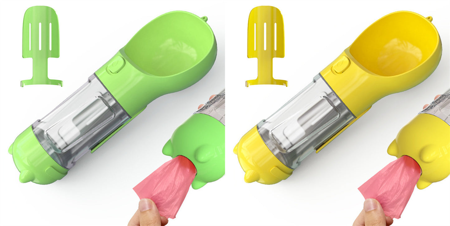 Pet Water Bottle Feeder Bowl Garbage Bag Storage Portable Pet Outdoor Travel 3 In 1 Dog Water Bottle - X2-Shopping