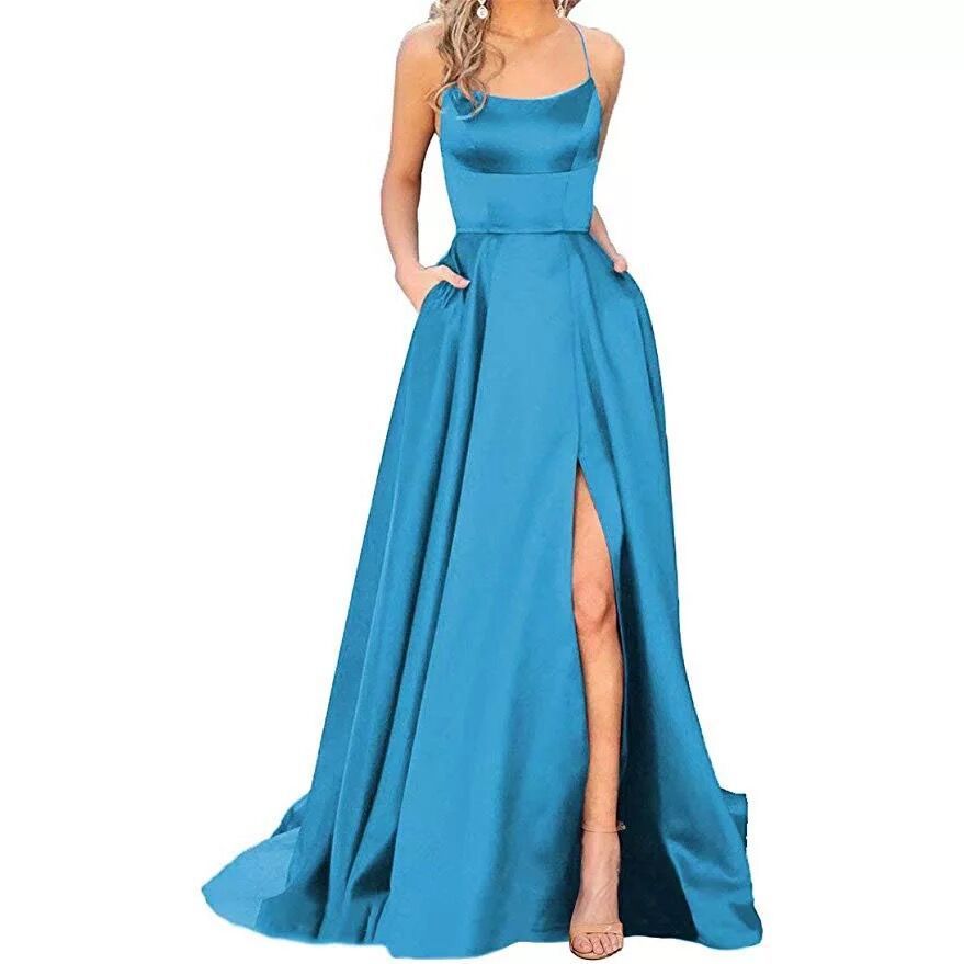 Solid Color Long Slimming And Shoulder Hollow Girlfriends Fashion Bridesmaid Party Dress - X2-Shopping