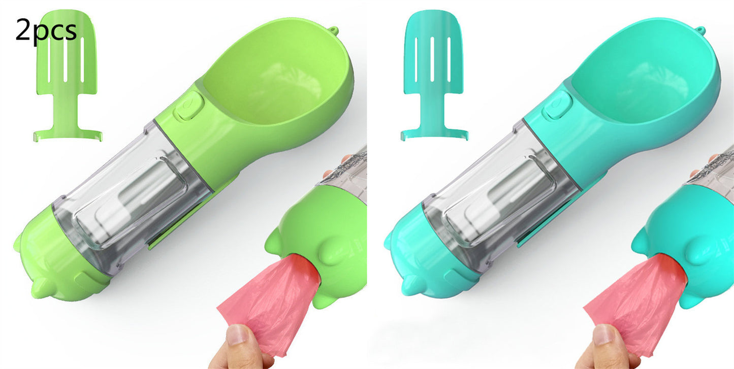 Pet Water Bottle Feeder Bowl Garbage Bag Storage Portable Pet Outdoor Travel 3 In 1 Dog Water Bottle - X2-Shopping